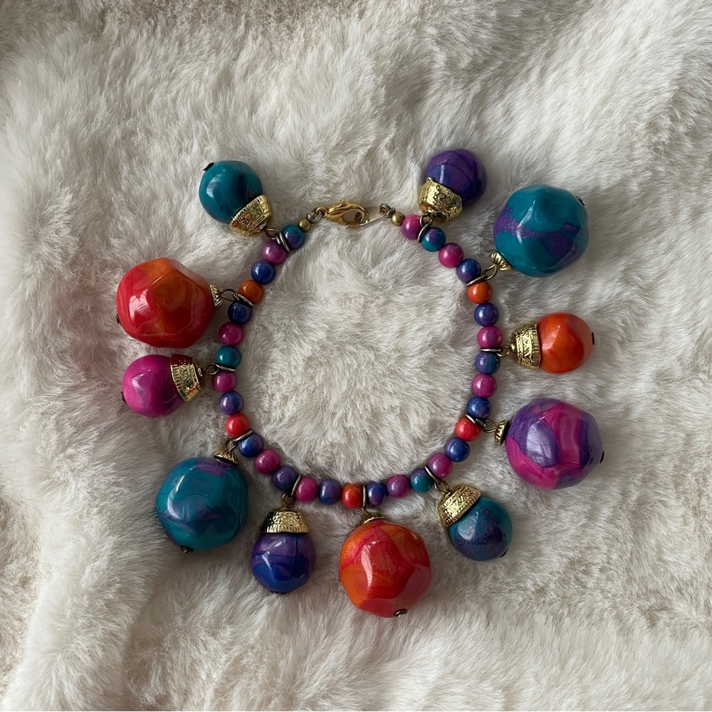 Colorful Beaded Bracelet (Purple, Blue, Pink, Orange)